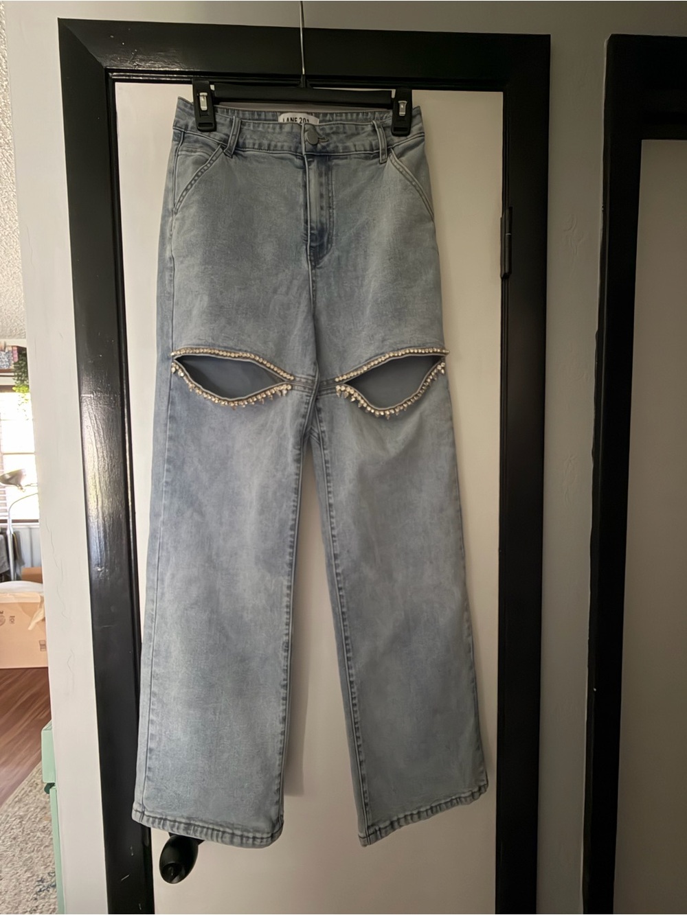 Lane 201 Light Wash Women’s Jeans with Rhinestone Cutouts